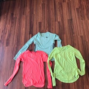 Adidas Long Sleeve Tops in Coral, Mint, and Lime